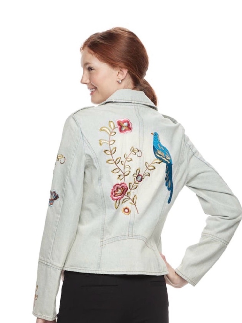 Trendy Embroidered Jean Jacket Size Women’s Size M
